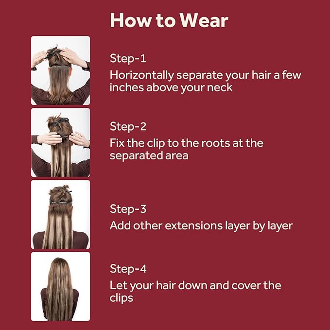 Clip in Hair Extensions Real Human Hair, Silky Remy Hair Extensions Clip Ins, Salon Quality Straight Human Hair for Women, Dark Brown to Chestnut Brown #2TP6/2 24Inch 120G 7PCS