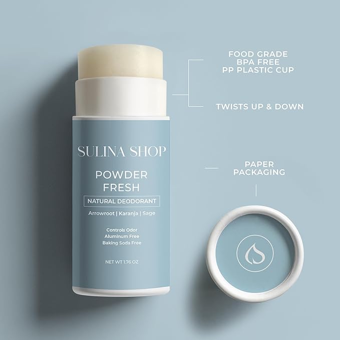 Powder Fresh - All Natural Deodorant for Woman, Aluminum-Free, Baking Soda-Free, Up to 12-Hour Odor Protection – Classic Baby Powder-Inspired Scent – For Women & Men, Gentle on Sensitive Skin