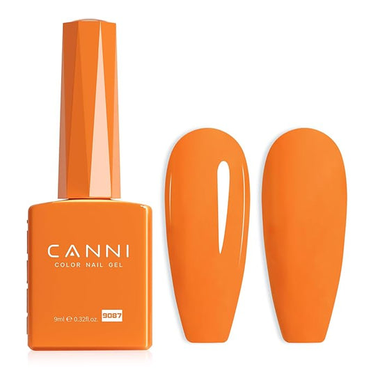 CANNI Orange Gel Nail Polish, 1Pcs Neon Orange Gel Polish Bright Orange Color High Gloss Soak Off U V French Nail Manicure Salon DIY