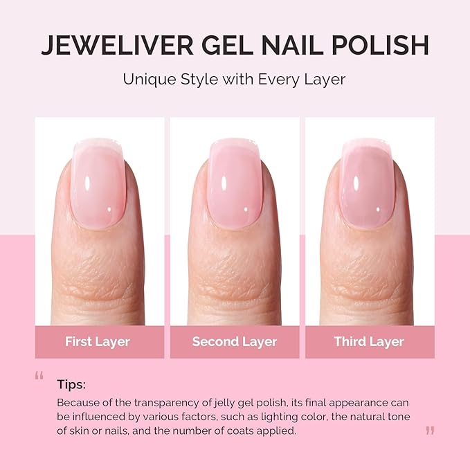 MelodySusie Jeweliver Gel Nail Polish, 0.5Fl.oz light Fairy Floss Gel Polish Pink Color Soak Off UV LED Light Cure Gift for Women Manicure Nail Art DIY at Home B6608