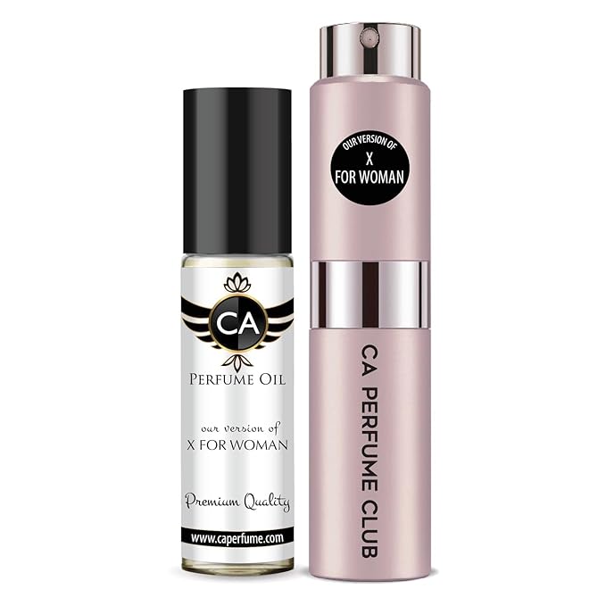 CA Perfume Duo Impression of X For Woman For Women Perfume Layering Set Long Lasting Travel Size EDP + Body Oil Roll-On Bottle 0.27 Fl Oz+0.33 Fl Oz