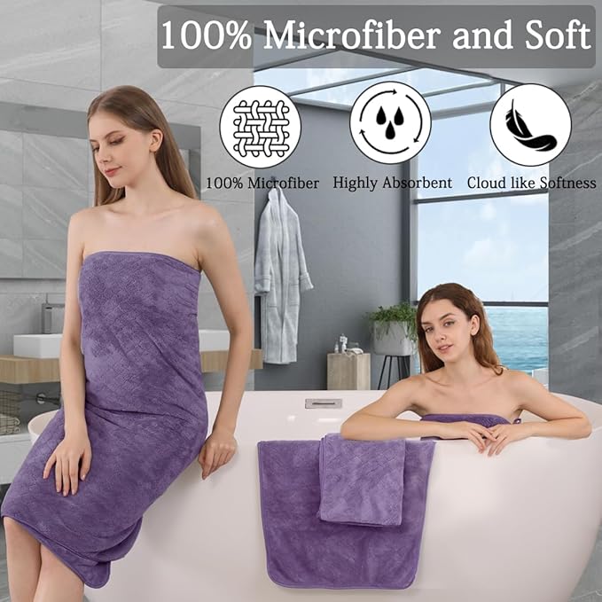 Extra Large Bath Towels Set 35x70 Inches - Luxury 600 GSM Oversized Bath Sheet Towel,Ultra Soft Microfiber - Quick Dry,Highly Absorbent Shower Towels Spa Hotel Bathroom Towel Set (4-Pack,Dark Purple)
