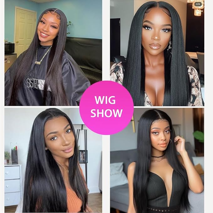 7X5 HD Glueless Wigs Human Hair Pre Plucked Pre Cut Pre Bleached Knots,Wear and Go Glueless Wigs,Straight Lace Front Closure Wig for Black Women 200% Density 26 Inch