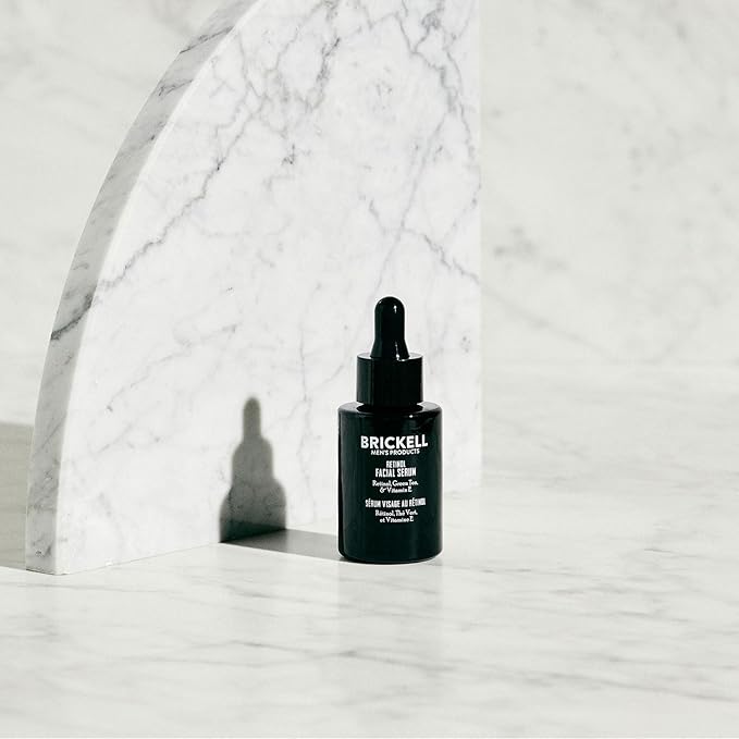 Brickell Men's Retinol Skin Care Serum Treatment For Firming Face Lines & Eye Wrinkles, Deep Hydrating Facial Skincare Serum For Anti-Aging, Fragrance Free, 1 Ounce