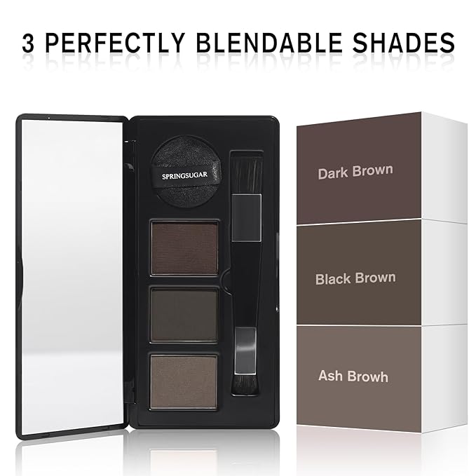 Root Touch Up Hair Color – 3 Color Blendable Hairline Powder for Gray Coverage, Root Cover Up & Thinning Edges – 48H Sweat Resistant, Natural Finish for Women & Men – Dark Brown