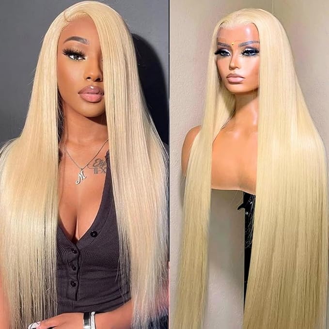 LICHANG 24 Inch 613 Lace Front Wig Human Hair 13X4 Blonde Straight Pre Plucked 200% Density