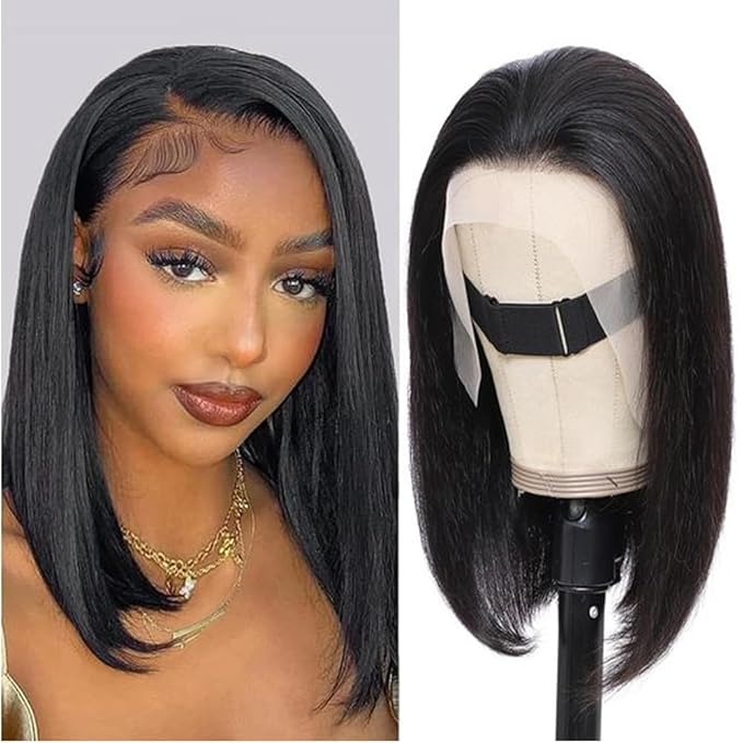 Bob Wig Human Hair 13X4 HD Transparent Lace Front Wigs Human Hair 180% Density Short Bob Wigs Human Hair Straight Lace Frontal Wig For Women 14Inch