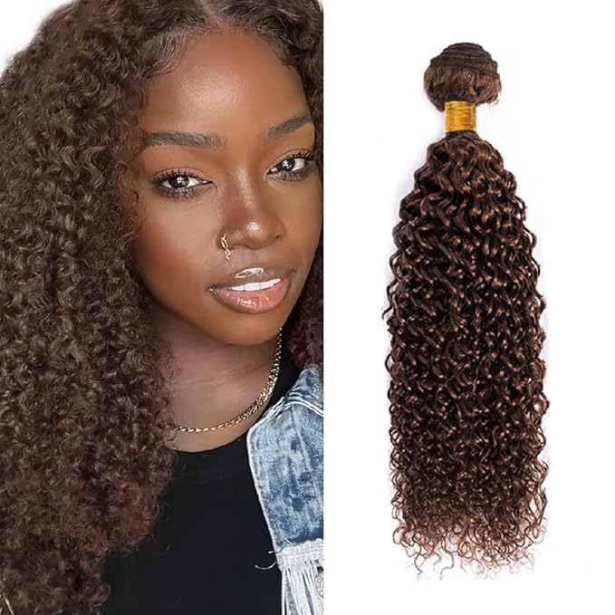 Brown Bundles Human Hair #4 Kinky Curly Bundles 16 inch Dark Brown Curly Bundle Color #4 100g