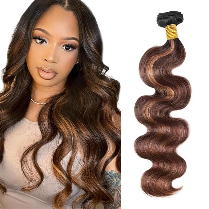 P430 Human Hair Bundles Highlight Body Wave Bundles 14 Inch Color 30 Body Wave 1 Bundle P4/30 Soft and Shiny Hair Extensions 50g
