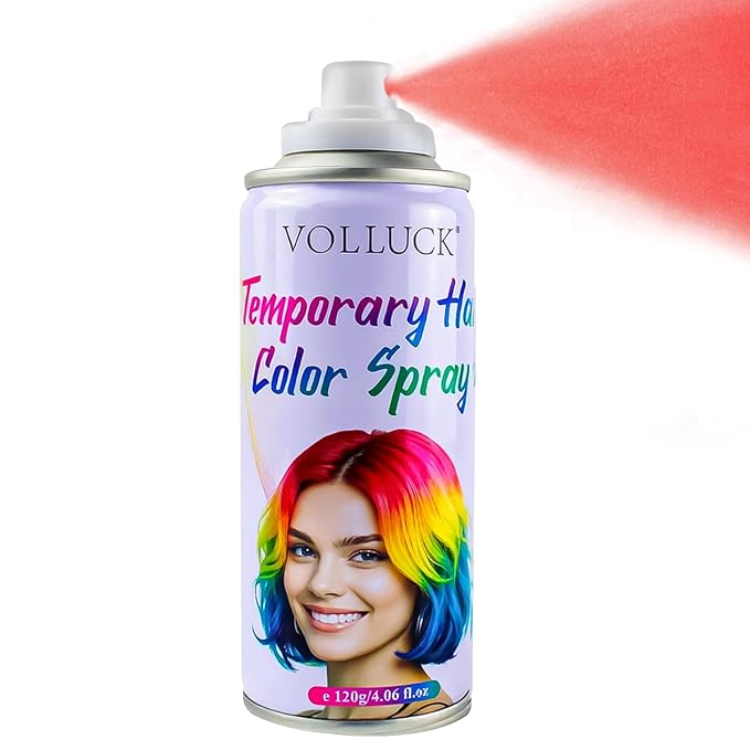 VOLLUCK Temporary Hair Color Spray, Instant Washable Hair Dye for All Hair Types, Vibrant Color for Party, Halloween, Cosplay, and Daily Use (Red)