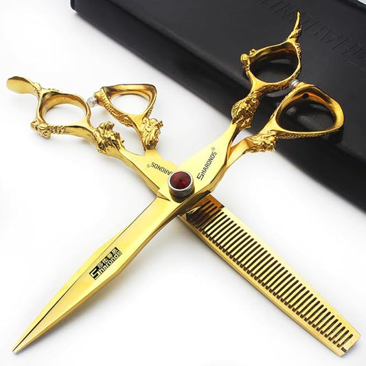 6/7/7.5/8/9-inch professional hair clipper set, stainless steel sharp hair clippers, hairdresser specific scissors (7 in-2pc-B)