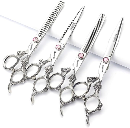 6/7/8/9-inch professional hair clipper set, stainless steel sharp hair clippers, hairdresser specific scissor(7 inches, 4 pieces)