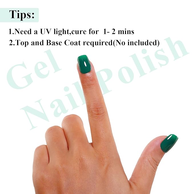 Imtiti Gel Nail Polish, Emerald Green Gel Polish Soak Off LED U V Nail Christmas Green Gel Polish DIY Nail Art Starter Manicure Salon Gel Nail Kit for Women Girls 10ML