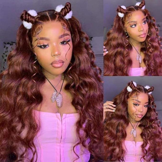 Reddish Brown Human Hair Wig Body Wave 5x5 Closure Wigs Human Hair Wigs For Black Women 32 Inch