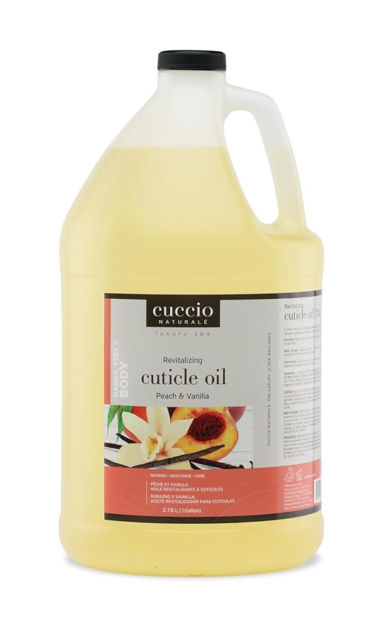 Cuccio Naturale Cuticle Revitalizing Oil – Peach & Vanilla Scent, 1 Gallon / 128 oz (3.78 L) Professional Refill – Moisturizing Cuticle Oil for Salon & Spa Use, Lightweight Non-Greasy Formula