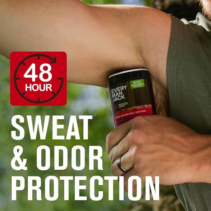 Every Man Jack Men’s Cedar + Red Sage Antiperspirant Deodorant – New & Improved Formula – 48-Hour Odor & Sweat Defense– 2.6 oz (2 Pack)