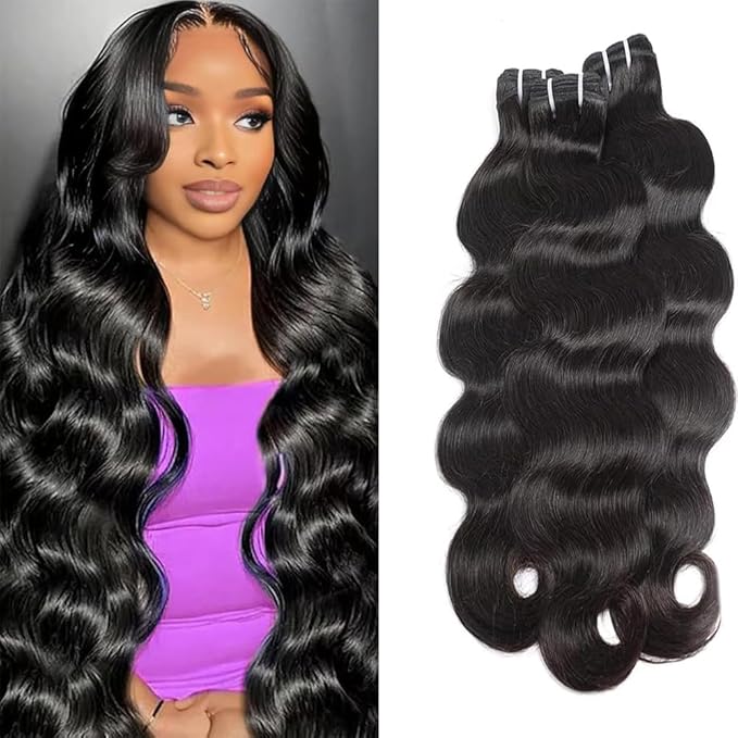12A Human Hair Bundles 26 28 30 Inch Body Wave Bundles Human Hair 100% Unprocessed Brazilian Virgin Quick Weave Natural Black