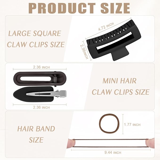 TOCESS 36-Piece Hair Accessories Set: Large Black Claw Clips, Hair Ties Damage No & Styling Duck Bill Clips Alligator, Designed for Women and Girls with Thick Hair, Ideal for Ponytails and Braids.
