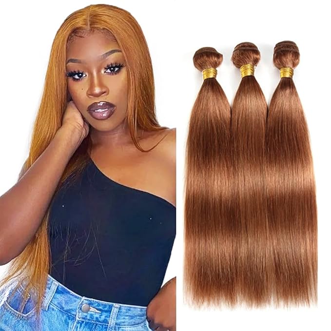 26 28 30 Inch Color 30 Bundles Human Hair Light Brown Straight Bundles Brazilian Brown Bundles Virgin Hair 3 Bundles Hair Extensions Brown Straight Bundles