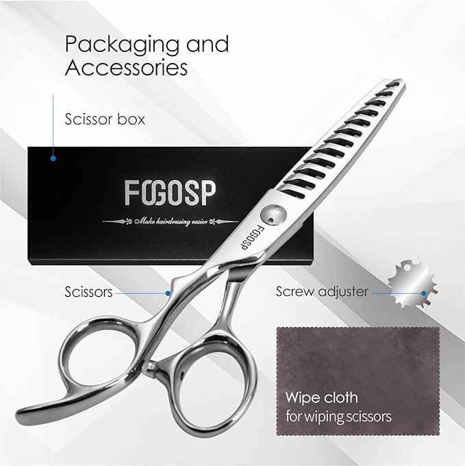 Left Handed Hair Thinning Scissors 6” Professional Barber Scissor Japan VG10 CNC Ultra-Precise Cuts Sharp Blades 12 Teeth Thinner Hair Shears for Women & Men with Thick Hair 40% Thinning Rate
