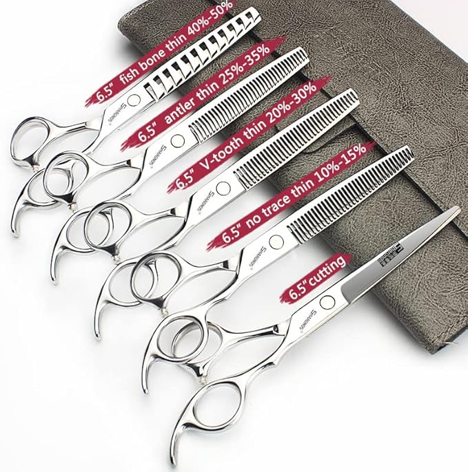 Barber hair scissors, Axemoore professional haircut Cutting Scissors/Shears set- 6", made of Japanese stainless steel, especially (6.5in-5pc)