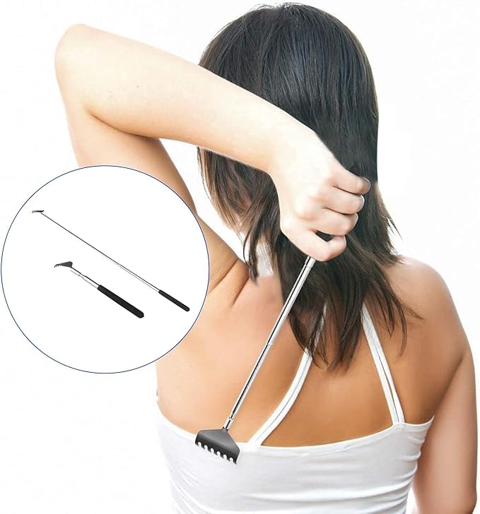 2 Pack Portable Extendable Back Scratcher, Stainless Steel Telescoping Back Scratcher with Beautiful Present Packaging