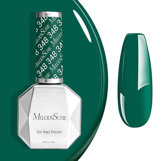 MelodySusie Dark Green Gel Nail Polish,Christmas Green Gel Polish Autumn Winter Color 348,Soak Off UV LED Nail Lamp Gift for Women Nail Art Manicure Salon DIY Nail Design at Home 0.5 Fl Oz-A2305