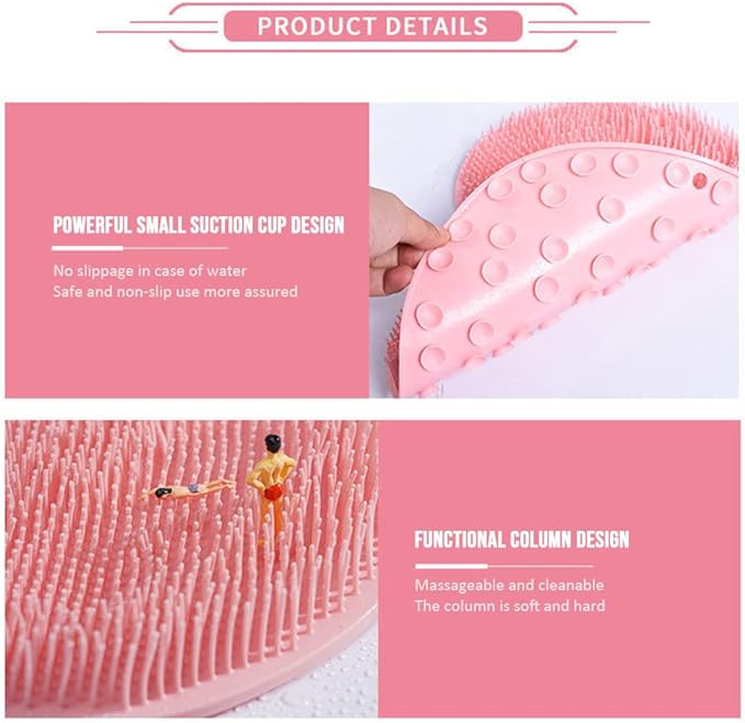 Shower Foot Back Scrubber Massage Pad, 2025 New Shower Foot Scrubber Mat Foot Back Cleaning Pad, Upgrade Shower Foot Scrubber Mat with Non-Slip Suction Cups Back Exfoliating Bath Wash Pad (Orange)