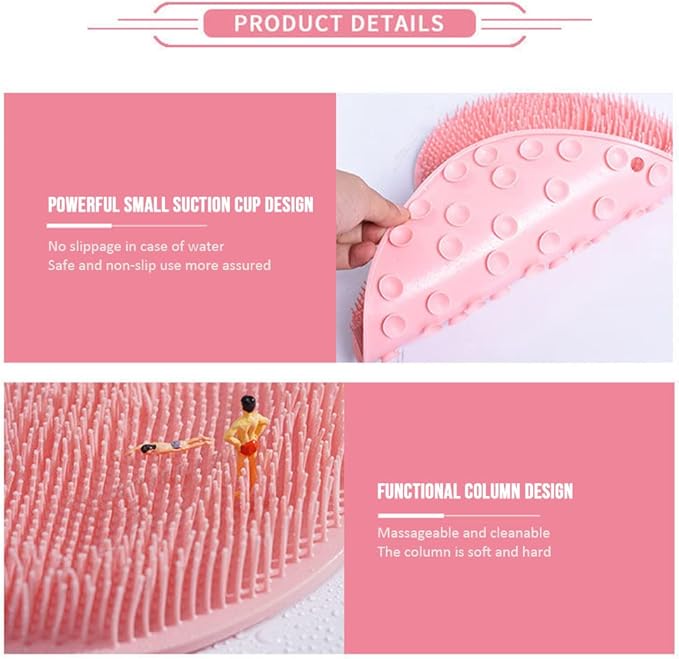 Shower Foot Back Scrubber Massage Pad, 2025 New Shower Foot Scrubber Mat Foot Back Cleaning Pad, Upgrade Shower Foot Scrubber Mat with Non-Slip Suction Cups Back Exfoliating Bath Wash Pad (Blue)