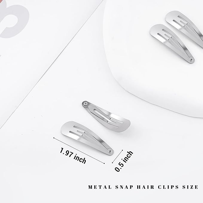 48 PCS Small Metal Barrettes For Women Non Slip Water Drop Snap Clips For Thick Thin Fine Hair Classic Accessories,Silver,1.97 x 0.5 In
