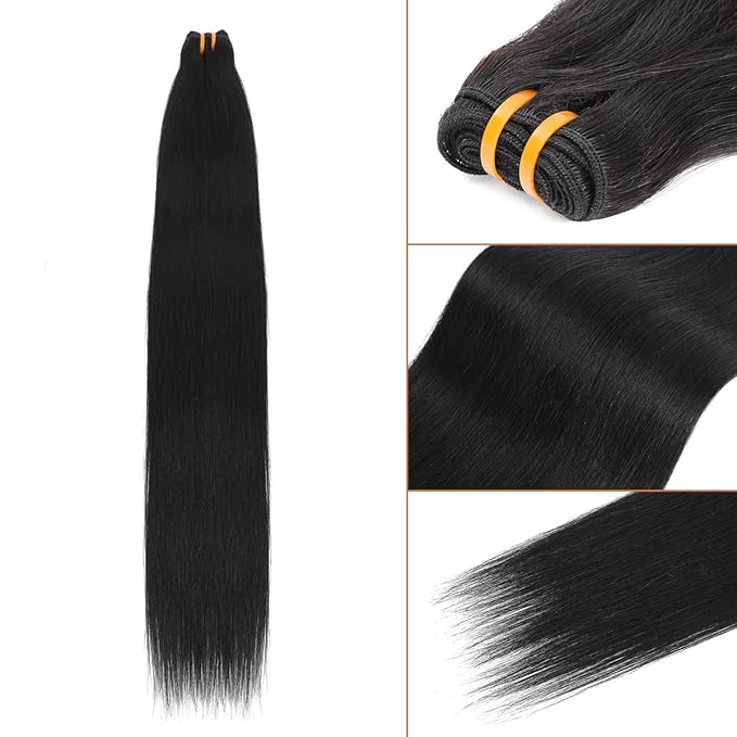 16A Raw Human Hair Bundles 100% Burmese Virgin Straight Bundles Human Hair, Sliky Boutique Extensions, Can Be Dyed and Restyled, Full Ends, Vertical Smooth (Straight 1 Bundle, 14 Inch)