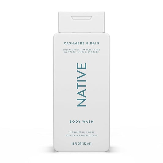 Native Body Wash Contains Naturally Derived Ingredients | For Women & Men, Sulfate, Paraben, & Dye Free Leaving Skin Soft and Hydrating | Cashmere & Rain 18 oz