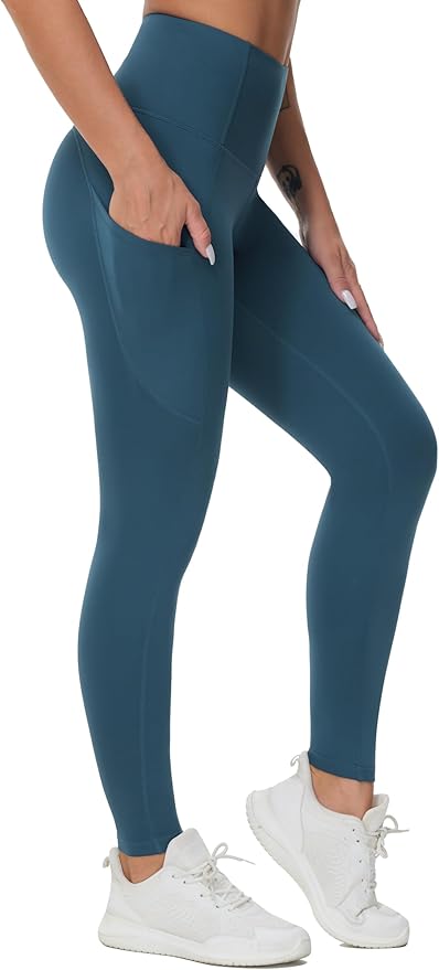 THE GYM PEOPLE Thick High Waist Yoga Pants with Pockets, Tummy Control Workout Running Yoga Leggings for Women