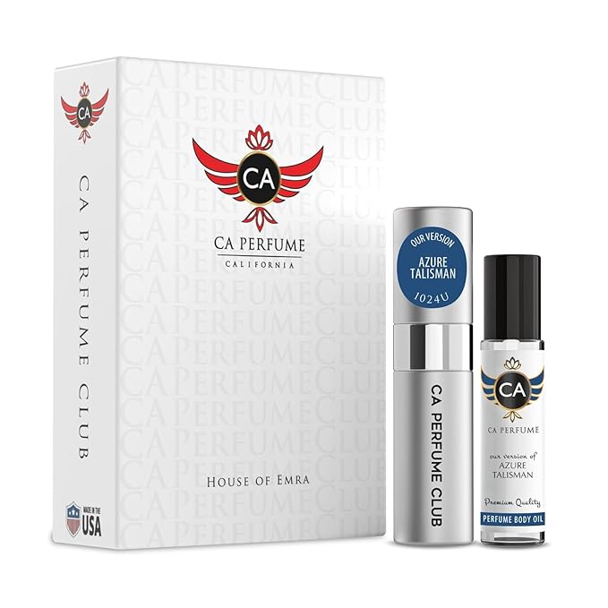 CA Perfume Impression of Azure Talisman for Women & Men Eau De Parfum Spray Long Lasting Perfume Layering Set 0.27 Fl Oz + 0.33 Fl Oz