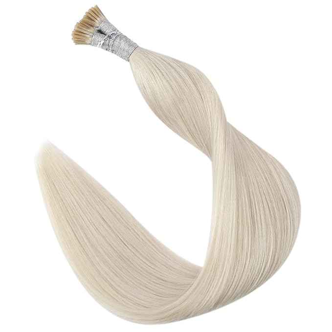 Full Shine I Tip Hair Extensions Color 1000 White Blonde Remy Hair I Tip Extensions 22 Inch Keratin Extensions Real Human Hair Blonde I Tip Human Hair Extensions 40 Grams