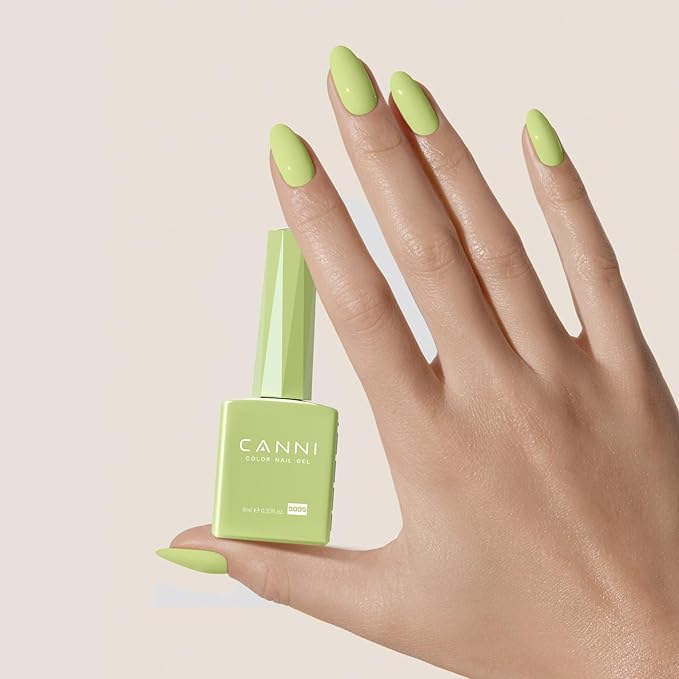 CANNI Pastel Green Gel Nail Polish, 1Pcs Sage Light Green Gel Polish Color High Gloss Soak Off Manicure Salon DIY