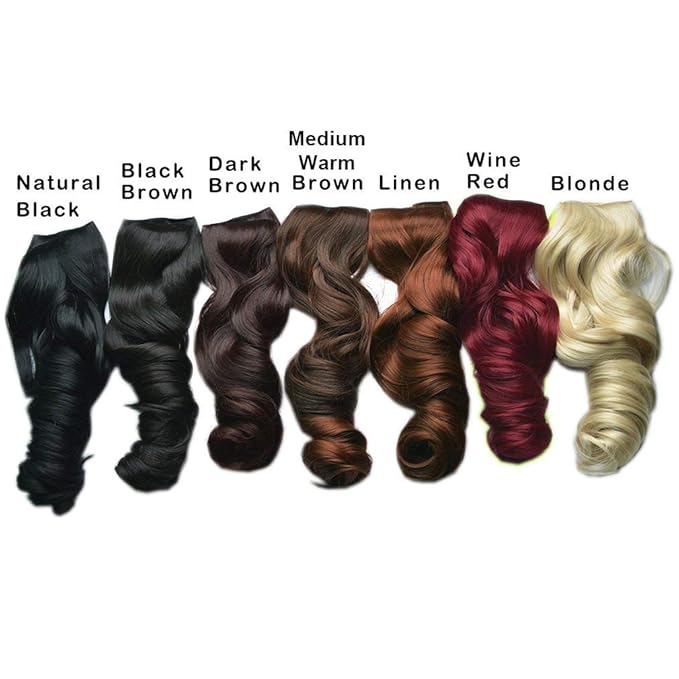 REECHO 16" 1-Pack 3/4 Full Head Curly Wavy Clips in on Synthetic Hair Extensions HE008 Hairpieces for Women 5 Clips 3.9 Oz per Piece - Wine Red