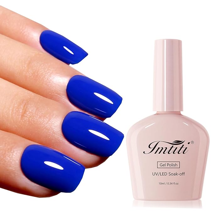 Imtiti Neon Blue Gel Nail Polish, 1Pcs Royal Navy Blue Soak Off UV LED Gel Polish, Long Lasting Manicure Salon DIY at Home for Autumn and Winter (0.34 Fl Oz-1912)