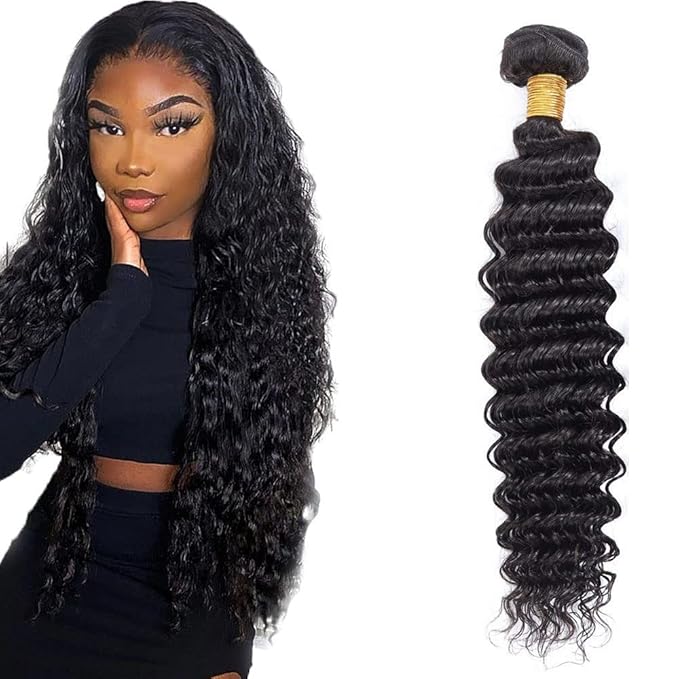 Human Hair Bundles Human Hair Deep Wave Bundles 22 inch Wet and Wavy Bundle Deep Curly Single Bundle 100g