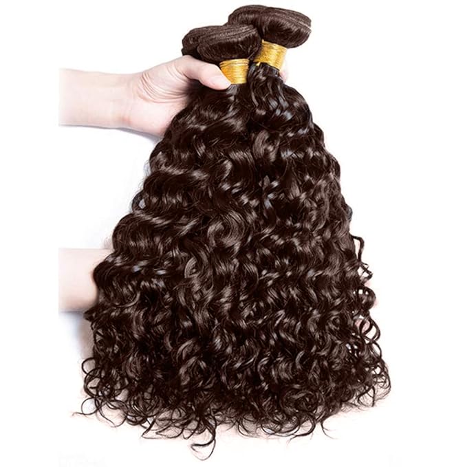 Dark Brown Human Hair #4 Water Wave Bundles Chocolate Brown Human Hair Bundle 22 24 26 inch #4 Wet and Wavy Bundles