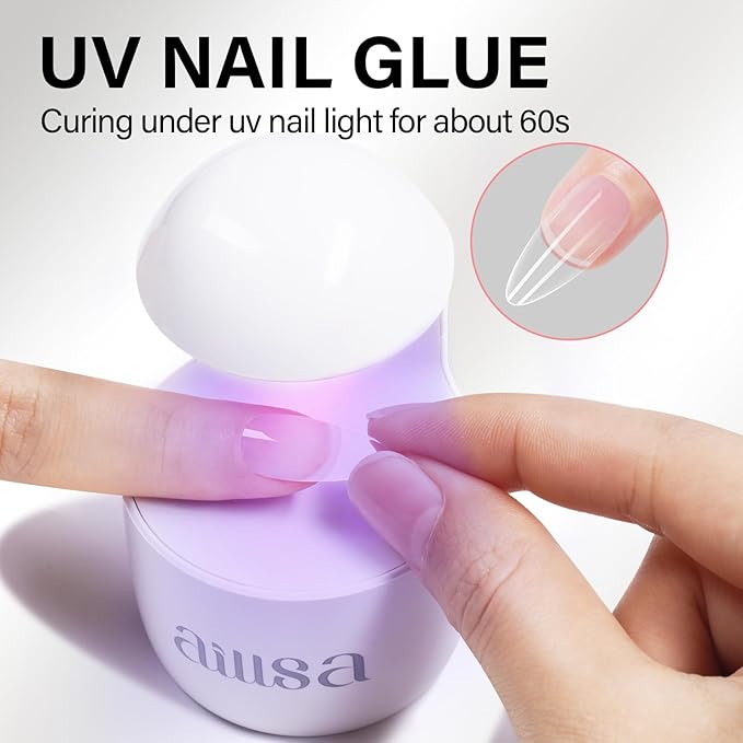 AILLSA Nail Gel Glue 2PCS Lamp Curing Needed Super Strong Nails Tip Glues Semi-Solid Professional False Gel Nail Glue for Acrylic Nail Tips Press on Nails