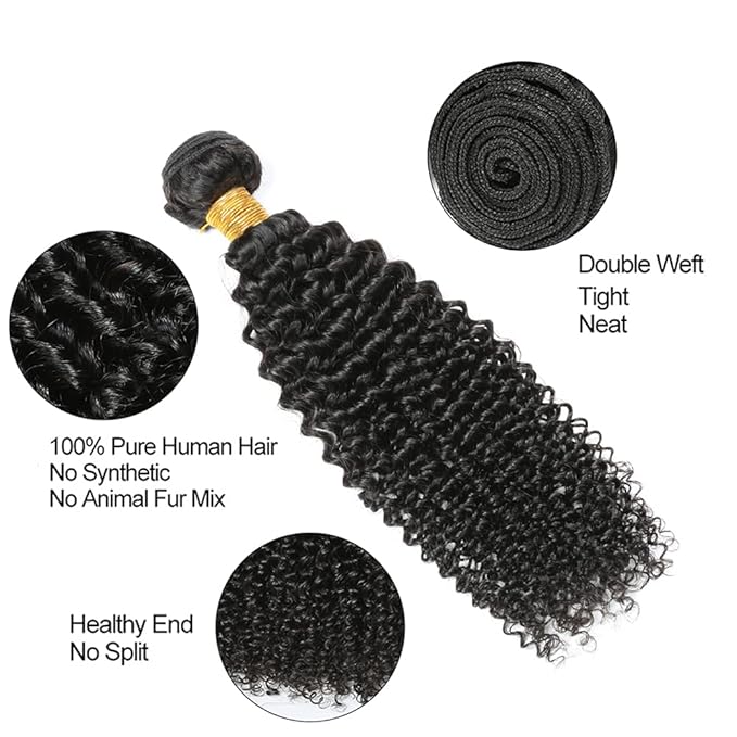 Kinky Curly Bundles Human Hair Wet and Wavy Bundles Human Hair Bundles 8 10 12 Inch 3 Bundles Double Weft Curly Wave Human Hair Bundles