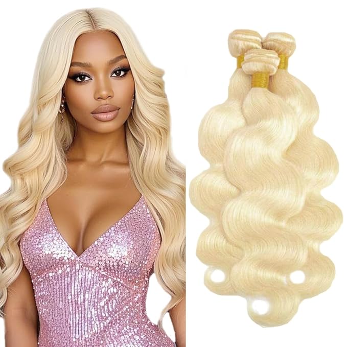 613 Bundle Blonde Body Wave Bundles Human Hair Brazilian Virgin Hair 3 Bundles 16 18 20 Inch 613 Body Wave Human Hair Extensions