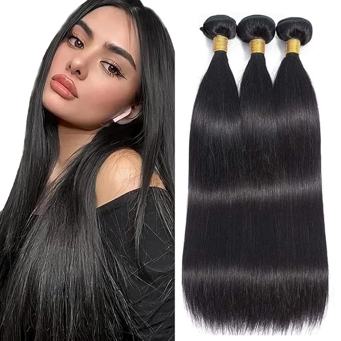 30 32 34 Inch Straight Bundles Human Hair Bundles Straight 150g/3 Bundle Brazilian Virgin Hair Straight Bundles Human Hair Bundles for Black Woman