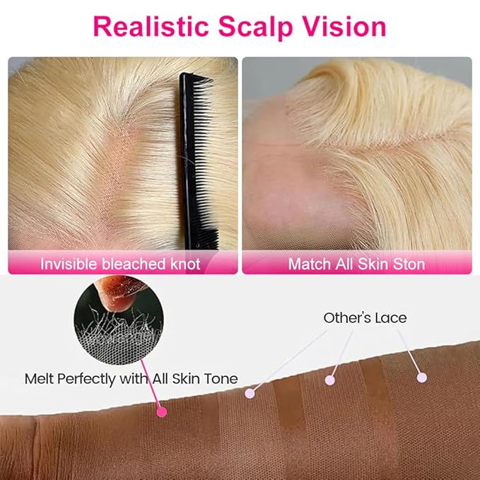 Tuneful 613 13x6 Lace Front Wig Human Hair 32 inch 613 HD Lace Frontal Wig 220% Density Straight Blonde Lace Front Wigs Human Hair Pre Plucked with Baby Hair