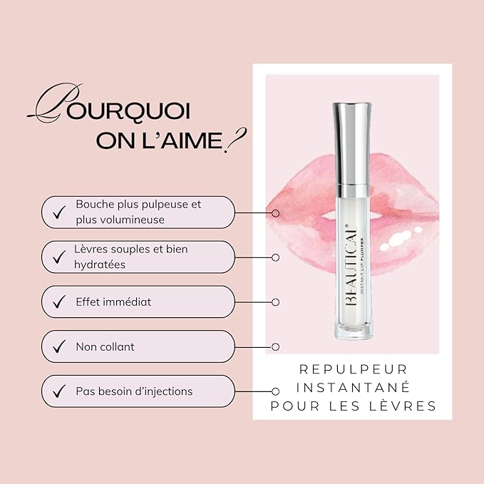 Instant Lip Plumper, Hydrating Lip Serum with Hyaluronic Acid, Guarana & Horse Chestnut Extract, Non-Sticky Moisturizing Lip Plumping Glossm, Anti-Aging Lip Care, 5ml