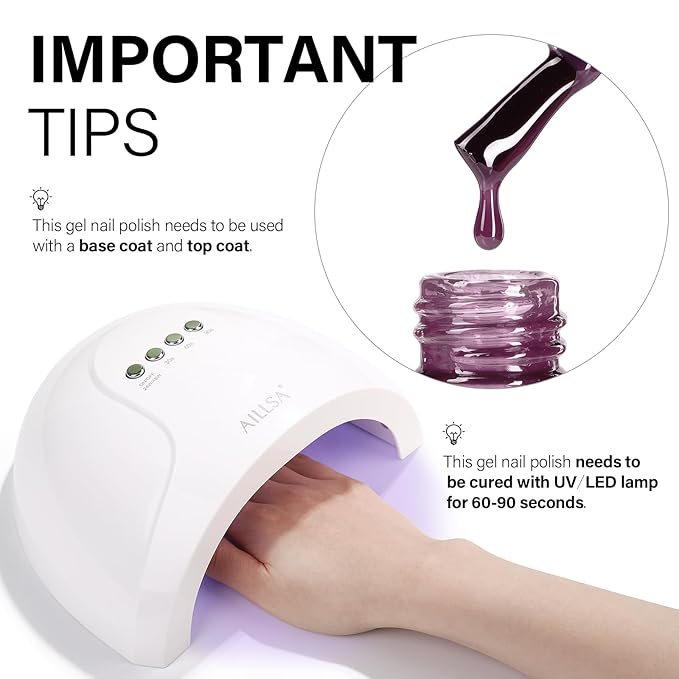AILLSA Jelly Gel Nail Polish Violet Purple Translucent Gels Polish Jewel Grape Sheer Nail Polish Wine Color Dark Nail Gel Long Lasting Soak Off U V Gel for Nail Art at Home 0.51 Fl Oz /GB91