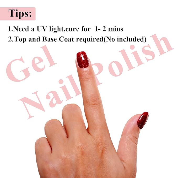 Imtiti Glitter Gel Nail Polish Set, Christmas Red and Green Glitter Gel Polish Soak Off LED U V Shimmer Sparkle Nail Gel Polish DIY Nail Art Starter Manicure Salon Gel Nail Polish Kit 10ML