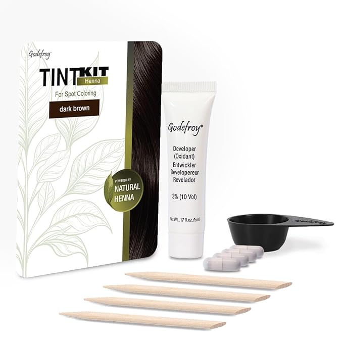 Godefroy Powered by Henna - Tint Kit 4 Applications | Dark Brown | Spot Hair Color Powered by Natural Henna