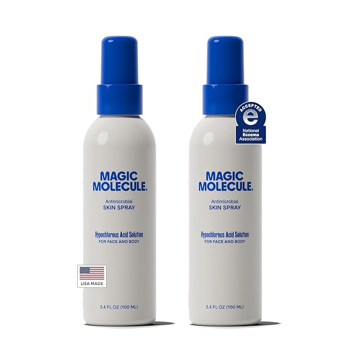Magic Molecule Hypochlorous Acid Spray for Breakout-Prone Skin, Eczema & Itchy Rashes | Helps 50+ Dermal Issues | For All Skin Types 3.4 oz (Pack of 2) Travel-Friendly